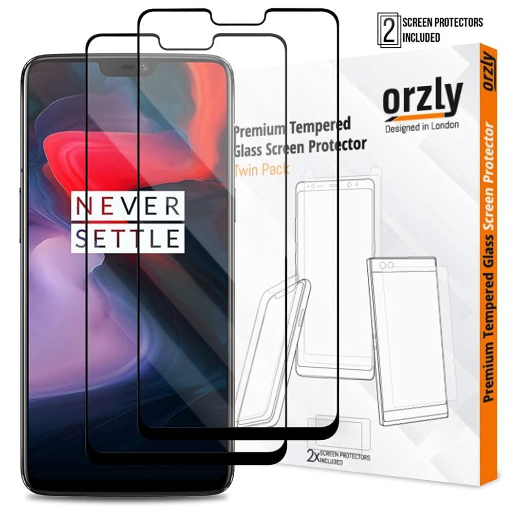 Orzly 2.5D Pro-Fit Tempered Glass Screen Protector for OnePlus 6 (Case Compatible) - Set of 2