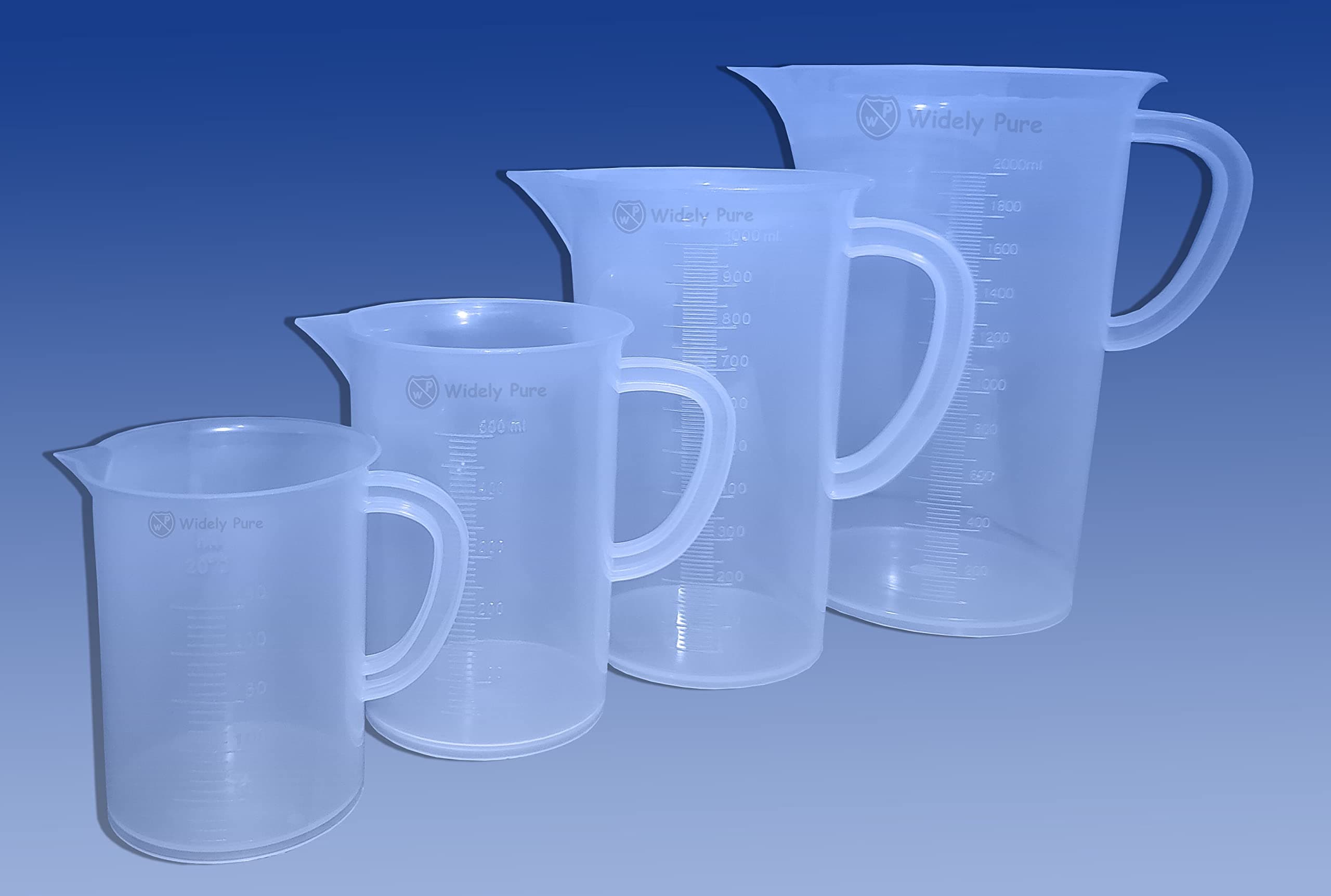 - Measuring Jug 2000ml, 1000ml, 500ml, 250ml, with Handle Plastic Transparent Combo Pack