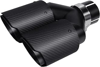 – 63mm Exhaust Tips Dual Muffler Tip Carbon Fiber Car Exhaust Pipe Rear Tip Tail Throat (Matt All Black)