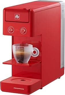 illy Y3.3 Espresso Machine, Single Serve Coffee Machine for IperEspresso Capsules, Single Cup Espresso Maker (Red)