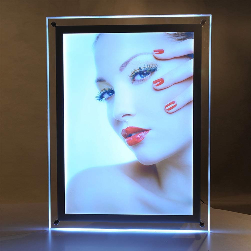 LED Illuminated Poster Frame, Transparent LED Light Box - A2 (42x59.4cm) Picture Holder for Restaurants, Bars, Hotels, Shopping Centers or Interior Decoration
