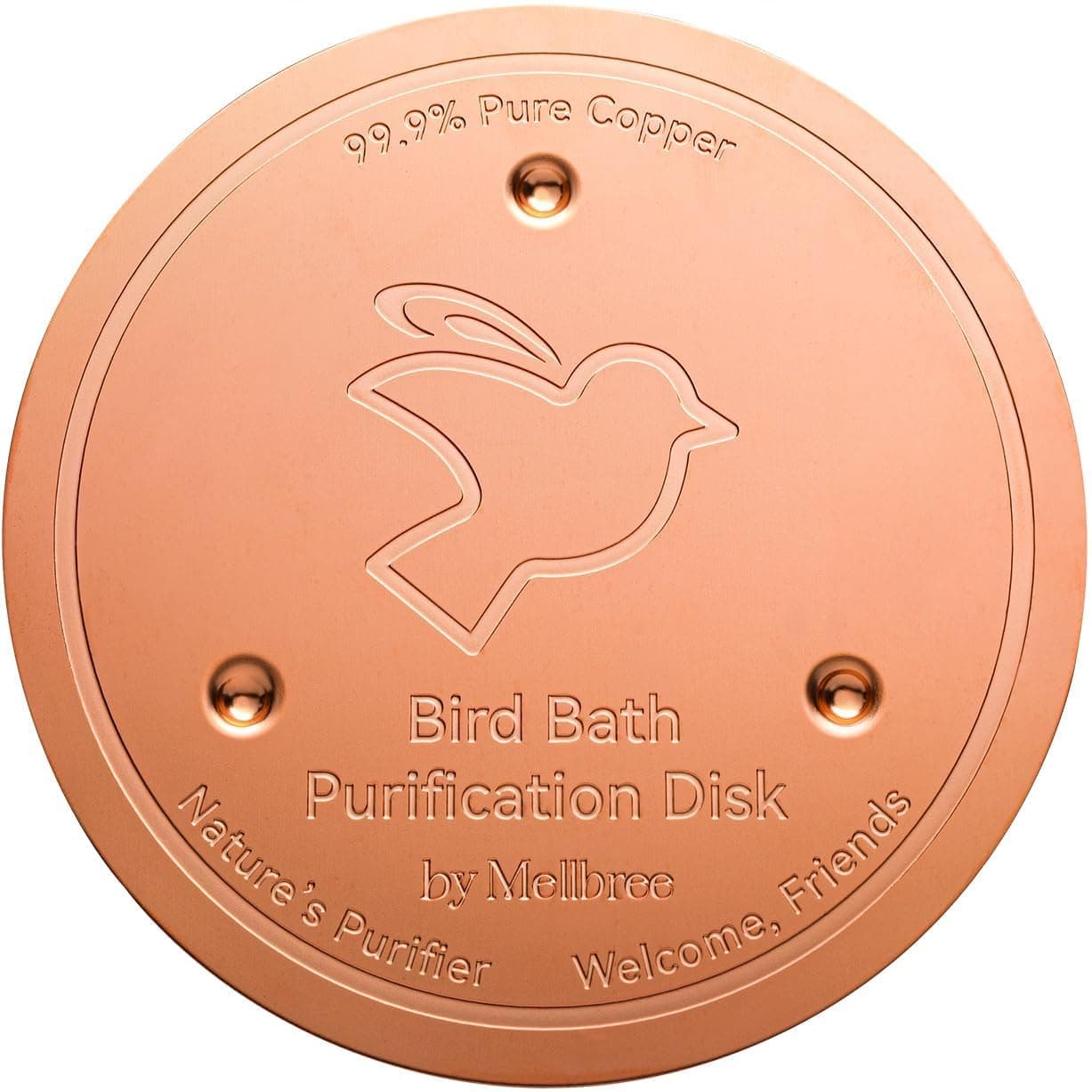 Mellbree Copper Bird Bath Cleaner Disk, 0.6mm Thick 99.9% Pure – Durable 3-Point Base, Garden Water Maintenance Solution
