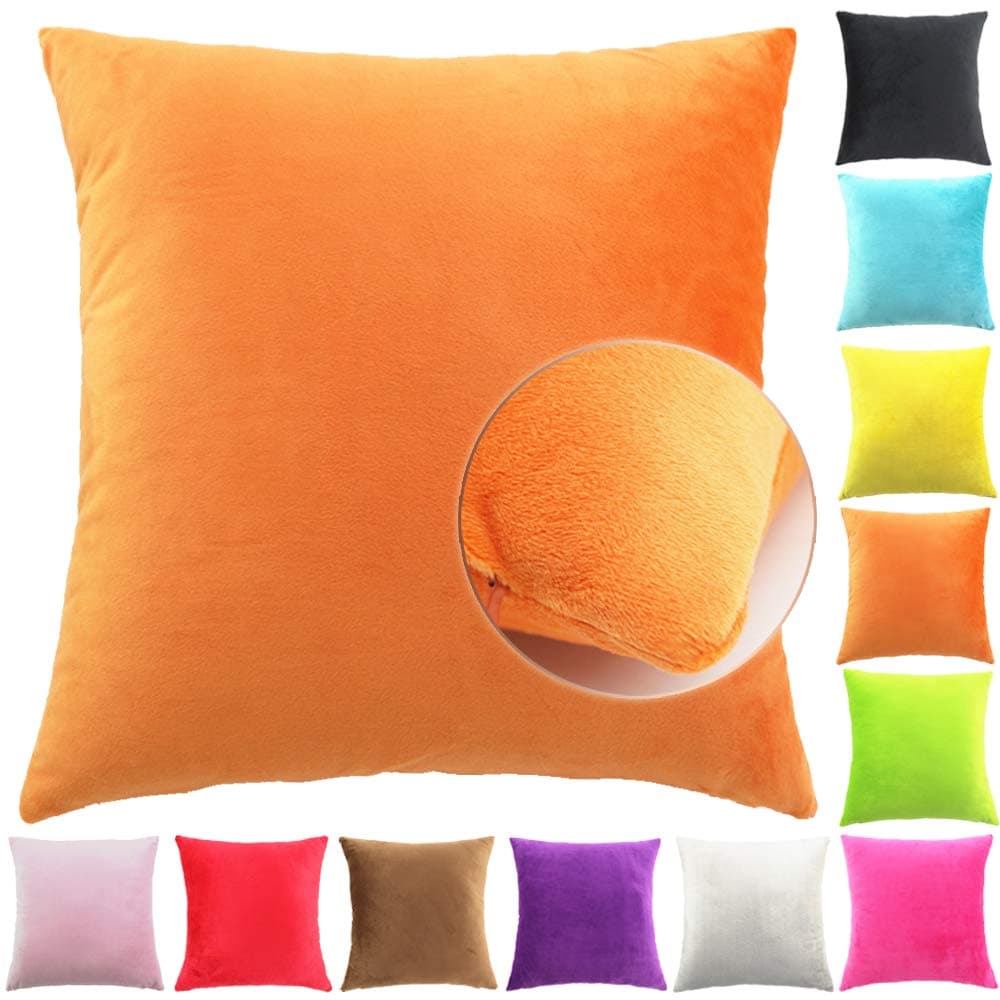 Easondea Cushion Covers Sofa Bed Home Car Decoration Solid Luxury Pillow Case Orange 20"x20"/50X50CM