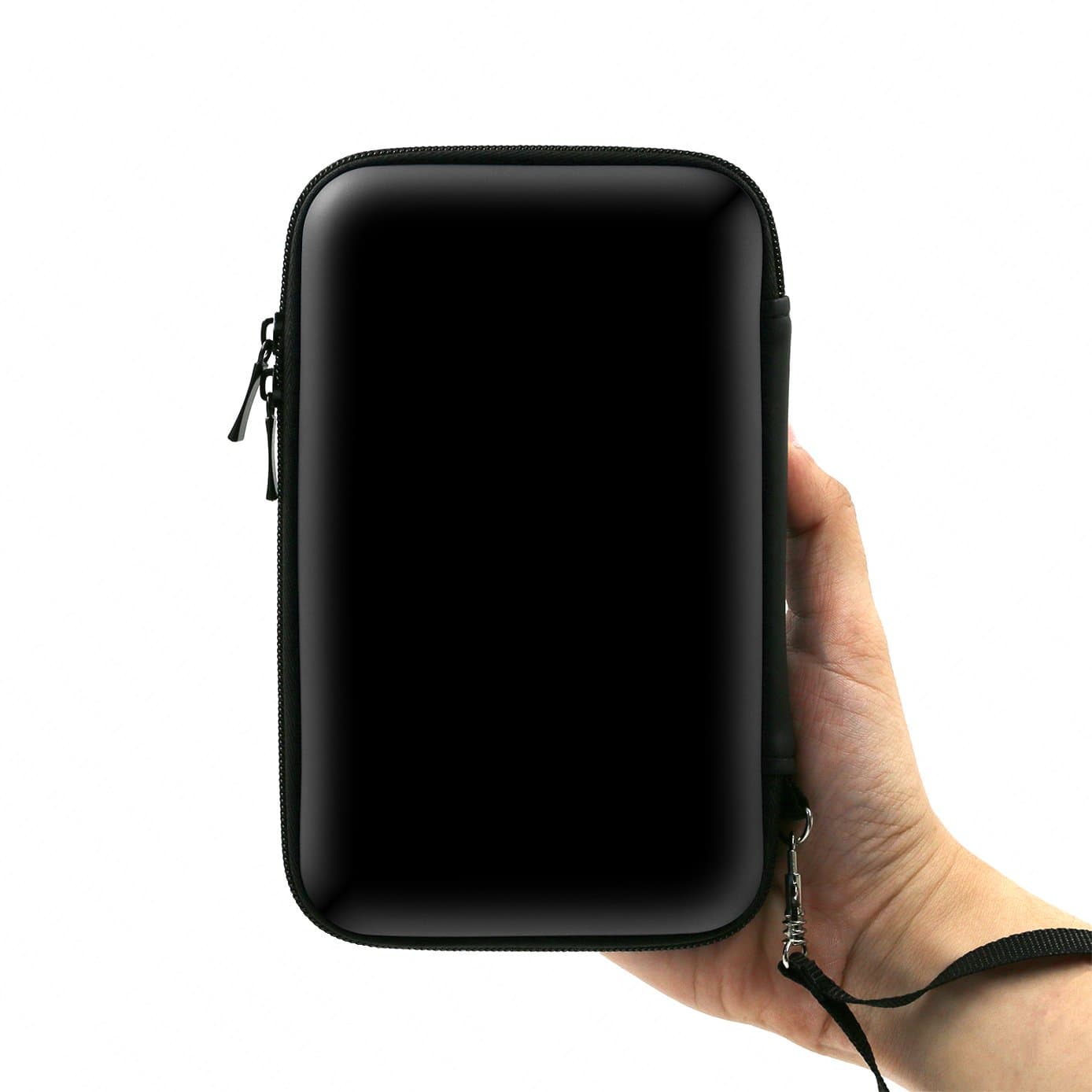 3DS Case, EVA Waterproof Hard Shield Protective Carrying Case with Detachable Hand Wrist Strap (Black)
