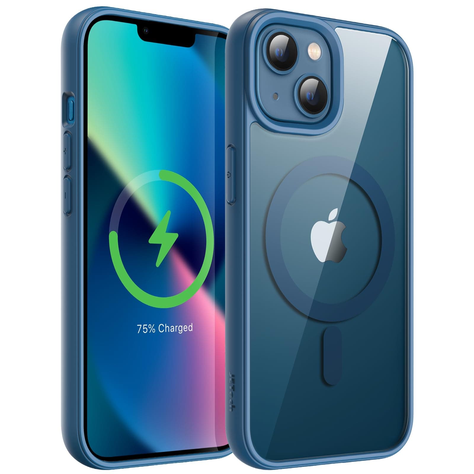 JETech Magnetic Case for iPhone 13 6.1-Inch Compatible with MagSafe, Shockproof Phone Bumper Cover, Solid Color Matte TPU Frame, Anti-Scratch Clear Back (Blue)