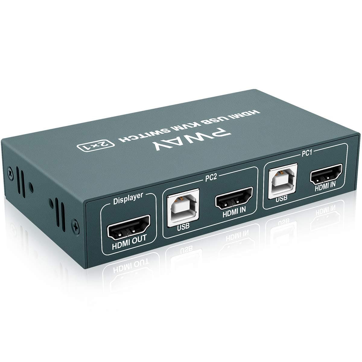 KVM Switch HDMI 2 Port Box,Hotkey Switch,UHD 4K@30Hz & 3D & 1080P Supported, No Power Adapter Required, with 2 USB and 2 HDMI Cables