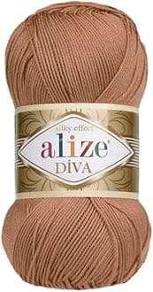 Alize Hand Knitting Yarn 100% Microfiber Acrylic Yarn Diva Silk Effect Thread Crochet Art Lace Craft Lot of 4 skeins 400gr 1532yds Color (261 Red Brown)