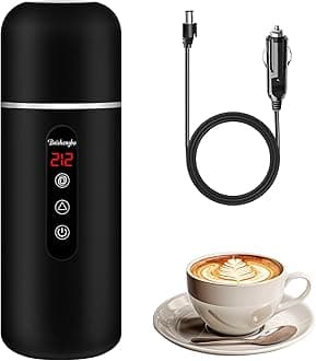 Electric Travel Kettle,12V/24V Car Coffee Warmer Kettle,Portable Hot Water Boiler,Small Hot Water Heater with Built-in Magnetic Induction Stirring