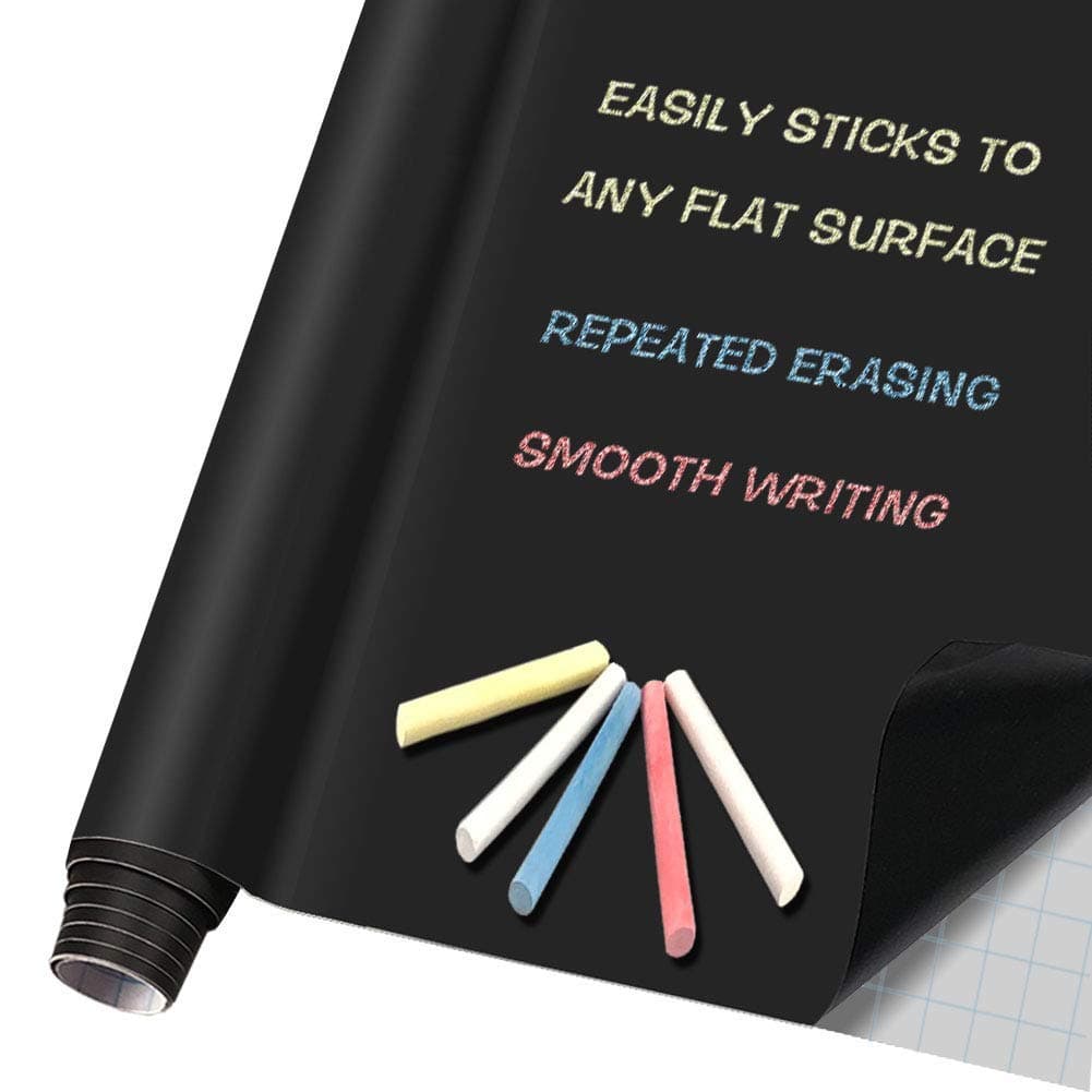 2 Pack Self Adhesive Blackboard Sticker Roll - DIY Wall Paper Contact Blackboards Stickers Black Board Papers 17.7" x 78.7",Chalkboard Wallpaper Include 5 Chalk for Office/Bar/Home/Child/Restaurants