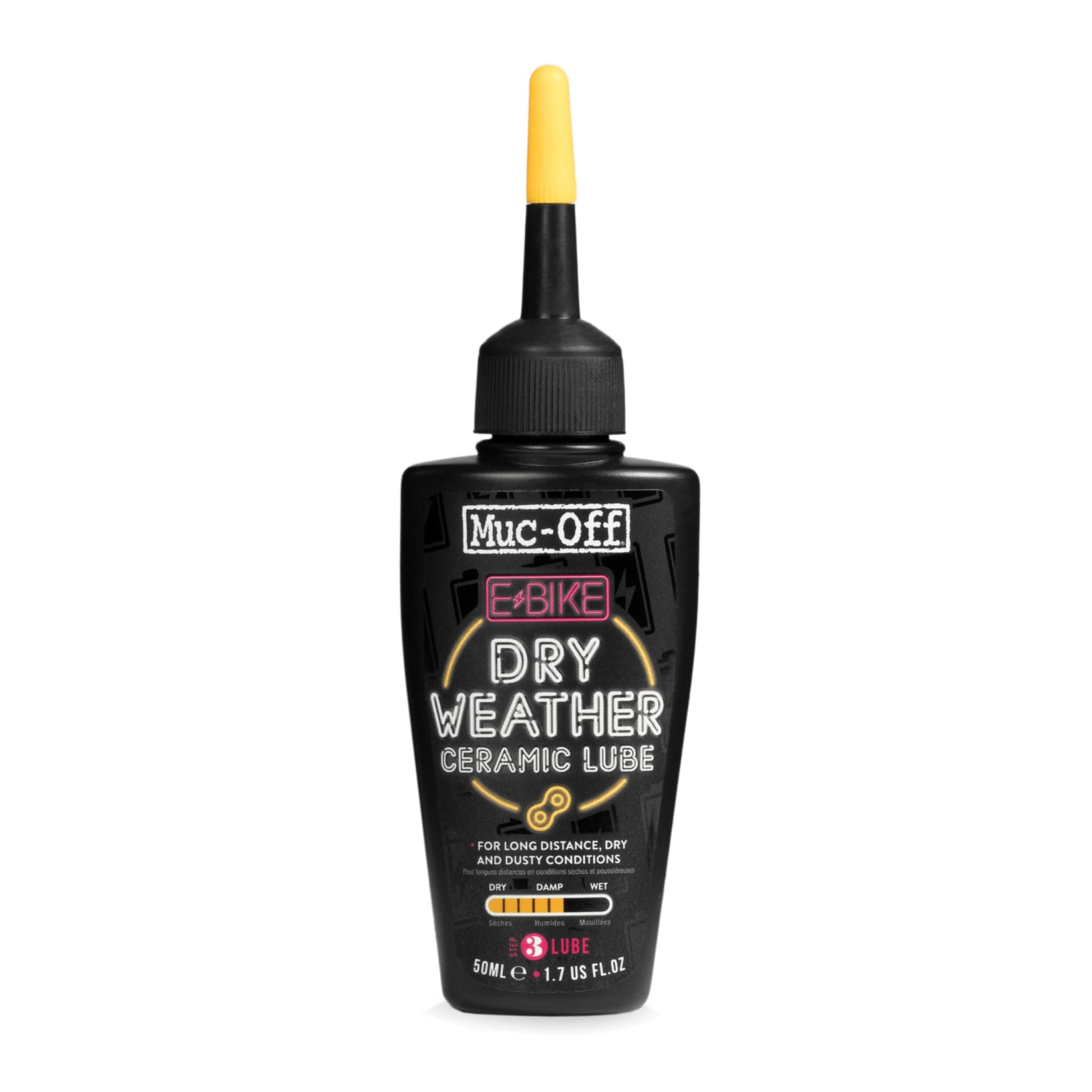Muc-Off eBike Dry Weather Chain Lube - Ceramic Coating Bike Chain Oil for Electric Bikes - Reduces Friction and Excels in Dry Conditions - 50ml