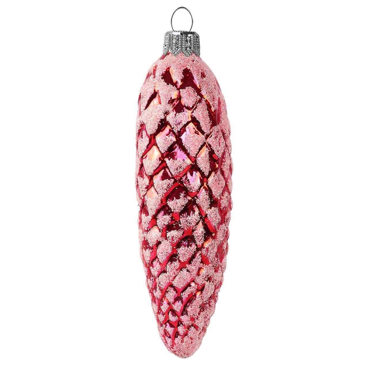 Frosted red Pinecone Glass Ornament