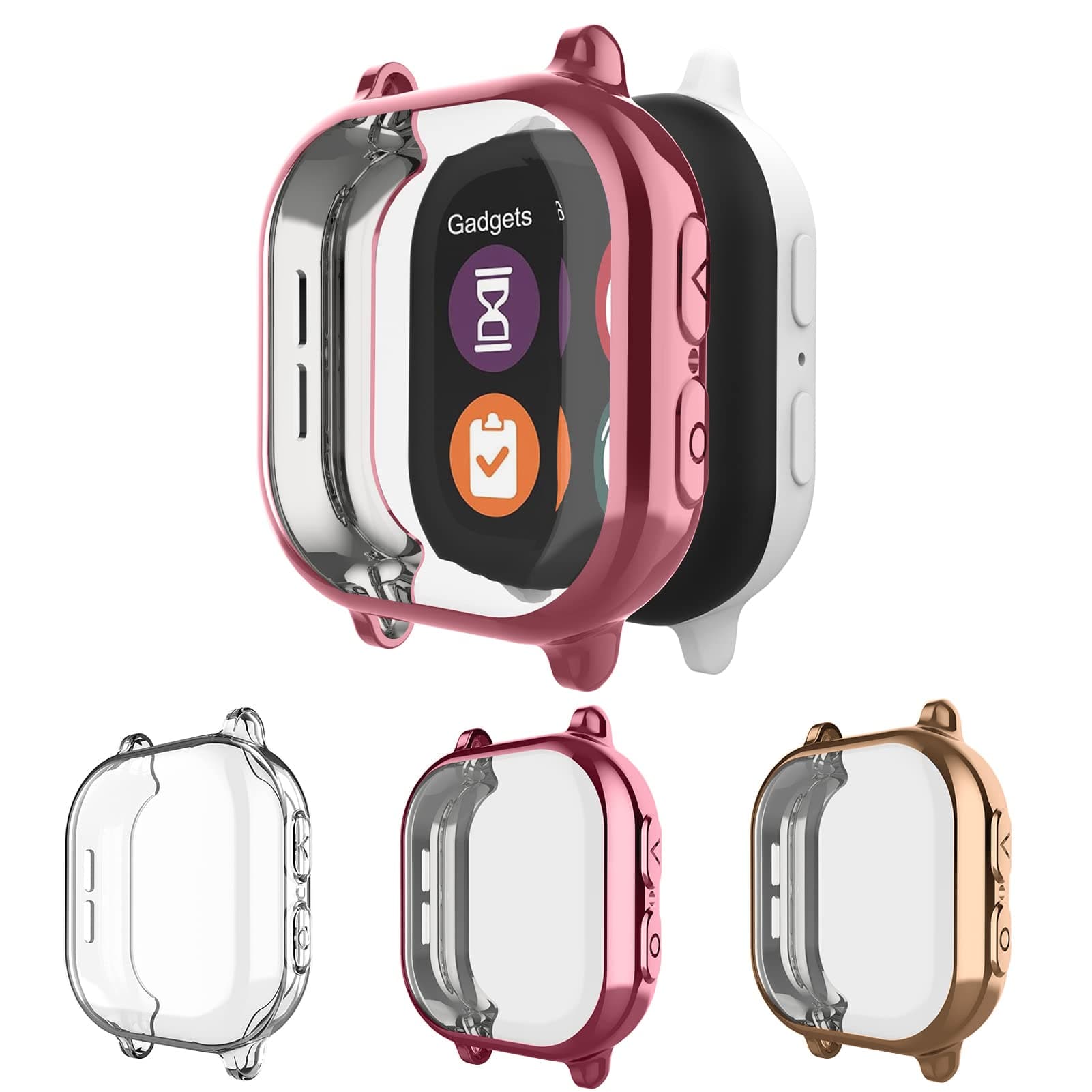 GEORDGY3 Pack Screen Protector Compatible with Gizmo Watch 2 Case for Kids, Ultra-Thin TPU Plated Overall Protective Case Cover Scratch Resistant Bumper Shell for Verizon Gizmo Watch 2 Boys Girls