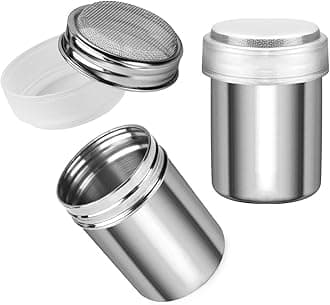 Accmor Powdered Sugar Shaker Duster, Cinnamon Shaker Flour Shaker Sifter, Fine Mesh Stainless Steel Dredge for Sugar Flour Cinnamon Cocoa Coffee Bar, 10 Ounce, 2 Pack