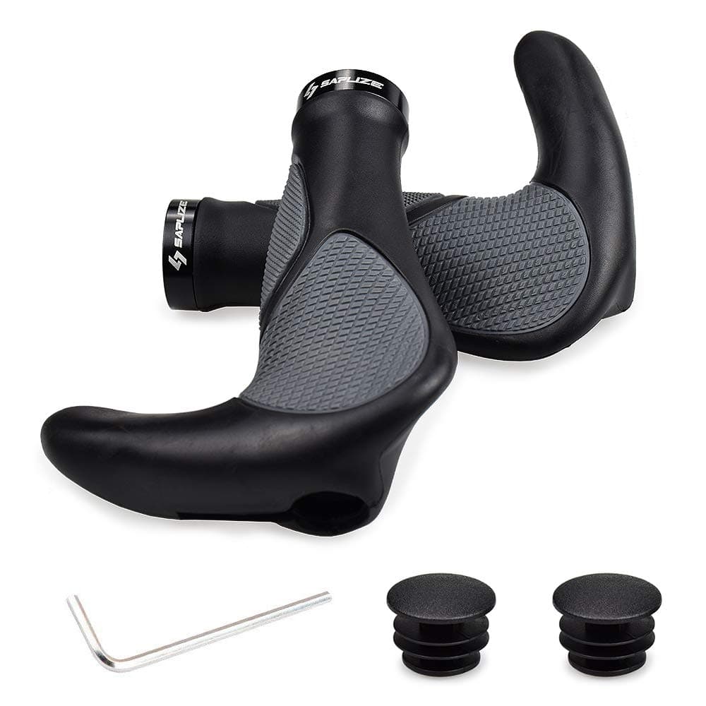 SAPLIZE Bike Handlebar Grips, Multi Colors/Design Optional, Ergonomic Design, Aluminum Double Lock-on, Mountain Bike Grips, MTB BMX Downhill Foldable Urban Bicycles Grips, Scooter Grips
