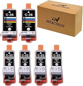 Compatible Ink Cartridges Replacement for Canon 35 36 Ink Cartridges PGI-35 CLI-36 Work for pixma iP110 iP100 TR150 mini260 mini320 (Black-4nos, Color-2nos, 6-Pack)