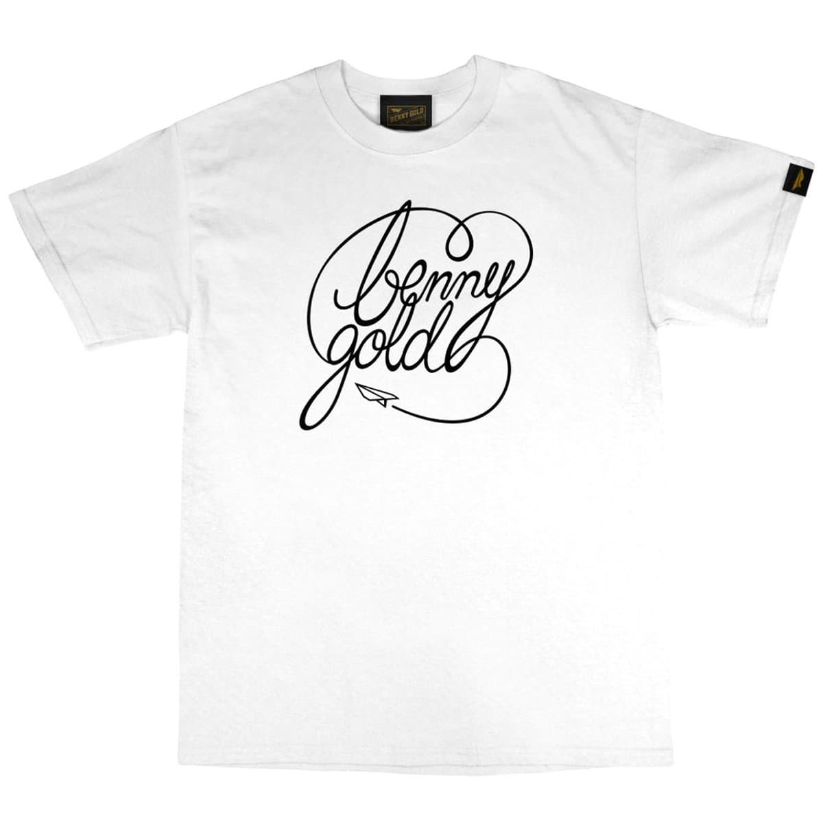 Benny Gold Mens Classic Script Short-Sleeve Shirt Medium White