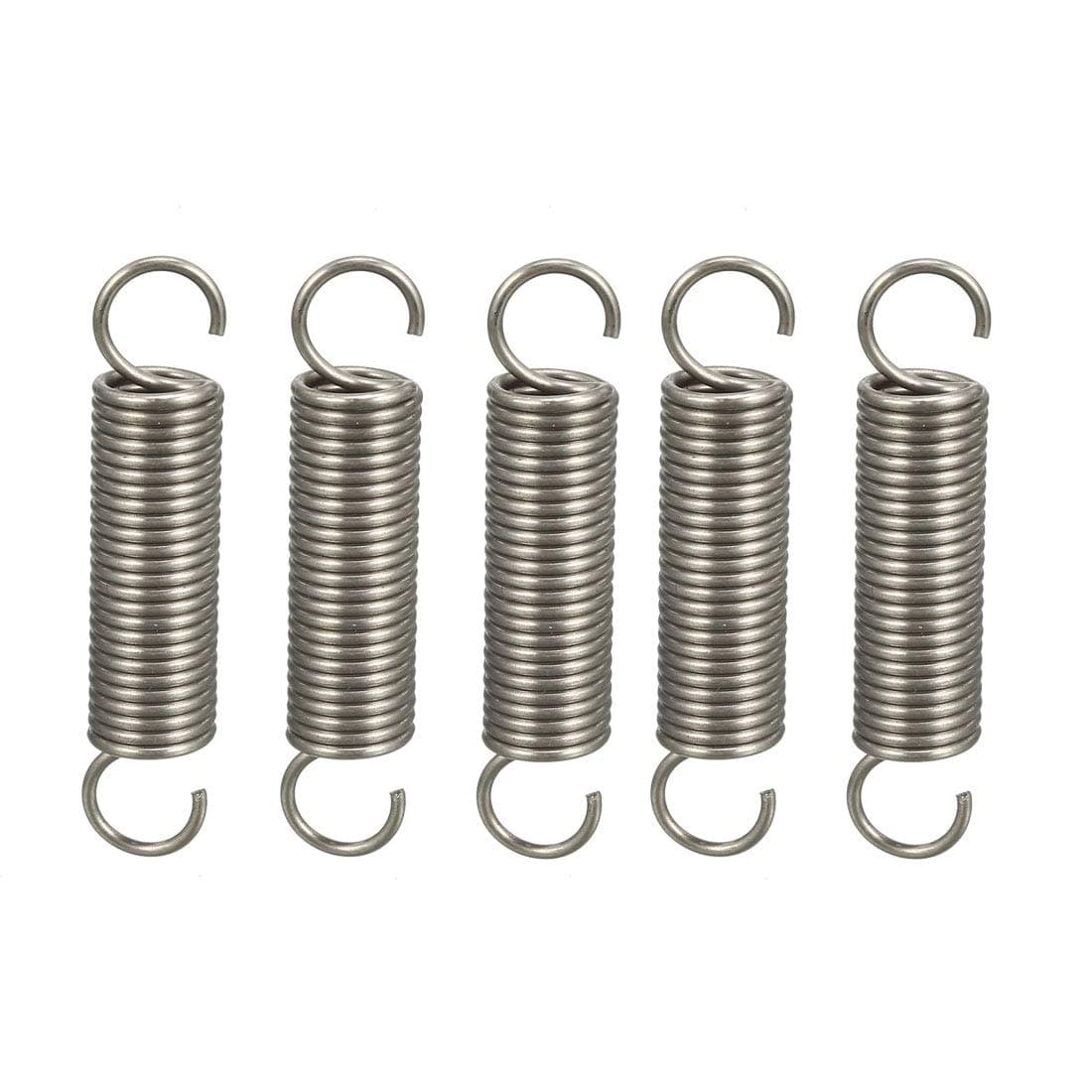 uxcell Extended Tension Spring Wire Diameter 0.047", OD 0.39", Free Length 1.97" Stainless Steel Small Dual Hook Tension Spring 5pcs