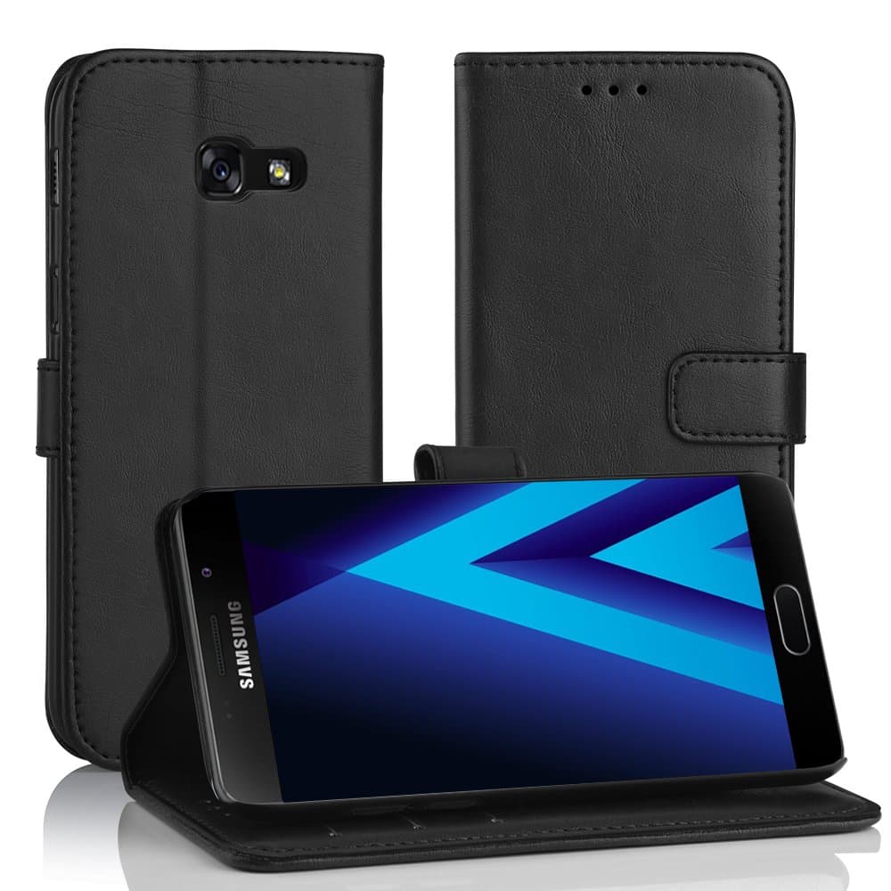 Simpeak Case Compatible with Samsung Galaxy A3 2017, Leather Flip Wallet Case Cover Replacement for Samsung Galaxy A3 2017, [Card Slots][Stand Feature][Magnetic Closure Snap], Black