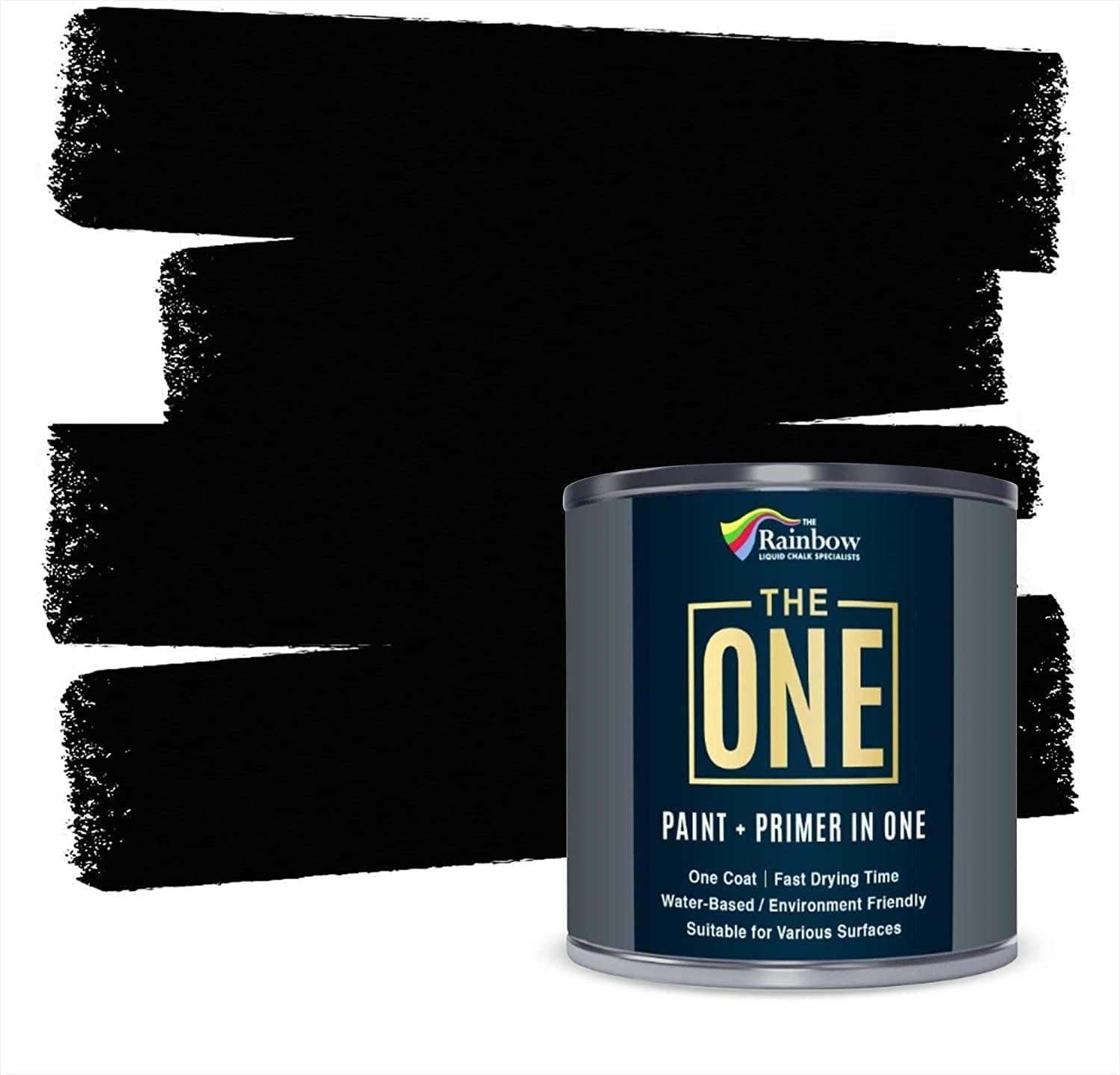 Paint & Primer: Multi Surface, Cabinet, Front Door, Walls, Bathroom, Kitchen, Tile - Quick Drying for Interior/Exterior (Black Matte Finish, 250ml.)