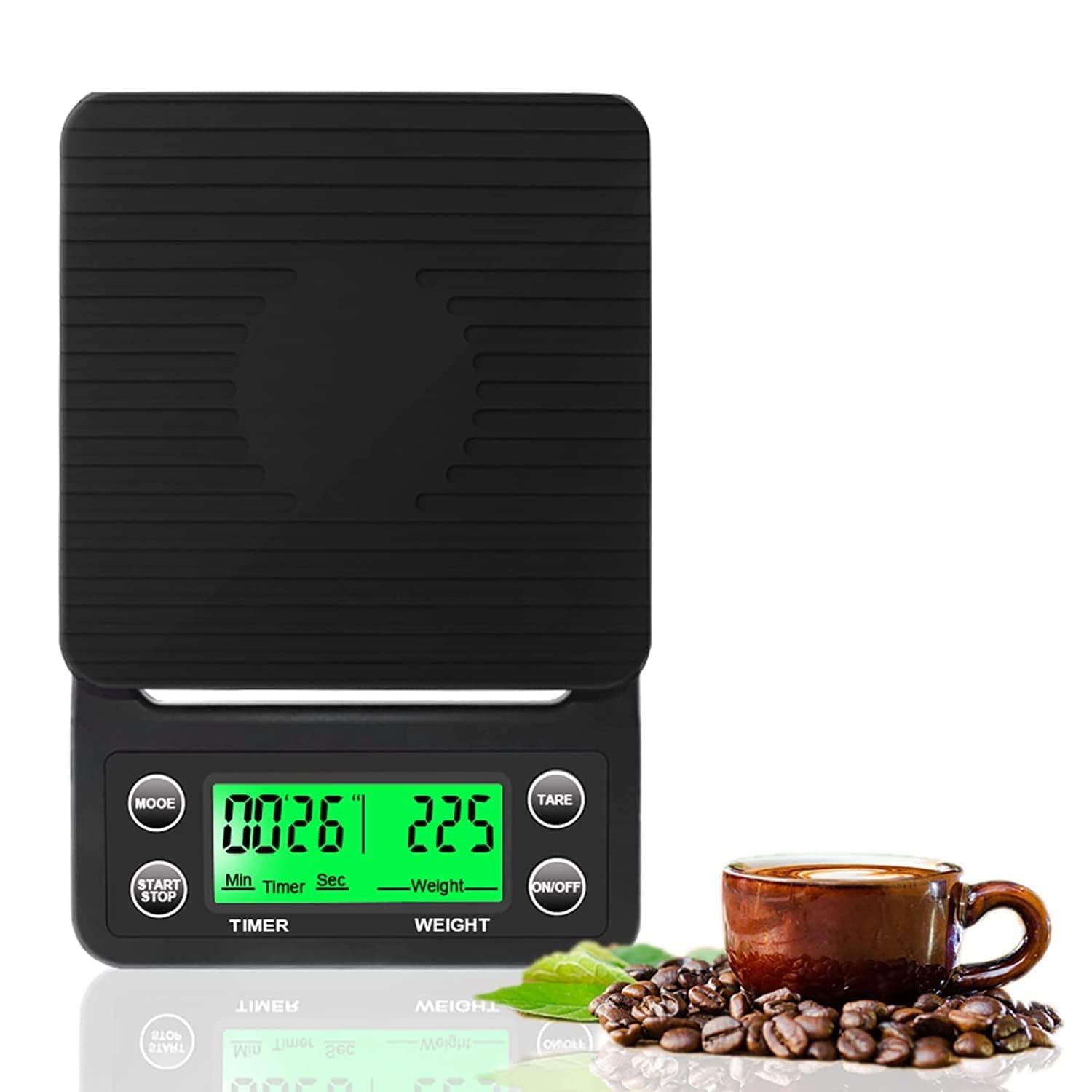 AMBERJACK Electronic Coffee Drip Scale Accurate Electric Kitchen Scale with Large Clear LCD Display Coffee Scale with Timer and Tare Function Drip Espresso Scale Food Scales (3kg/0.1g)