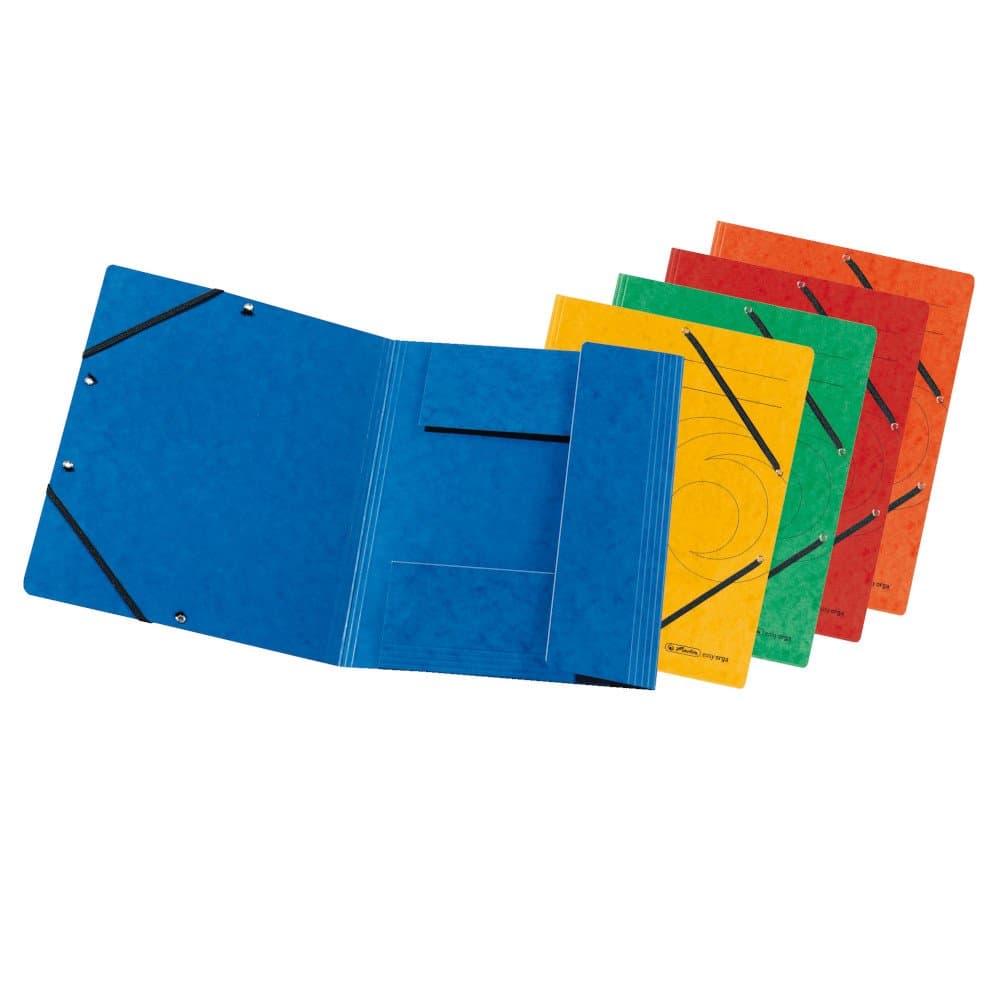 Herlitz A4 3-Flap File with Elastics - Assorted Colours (10 Pieces)