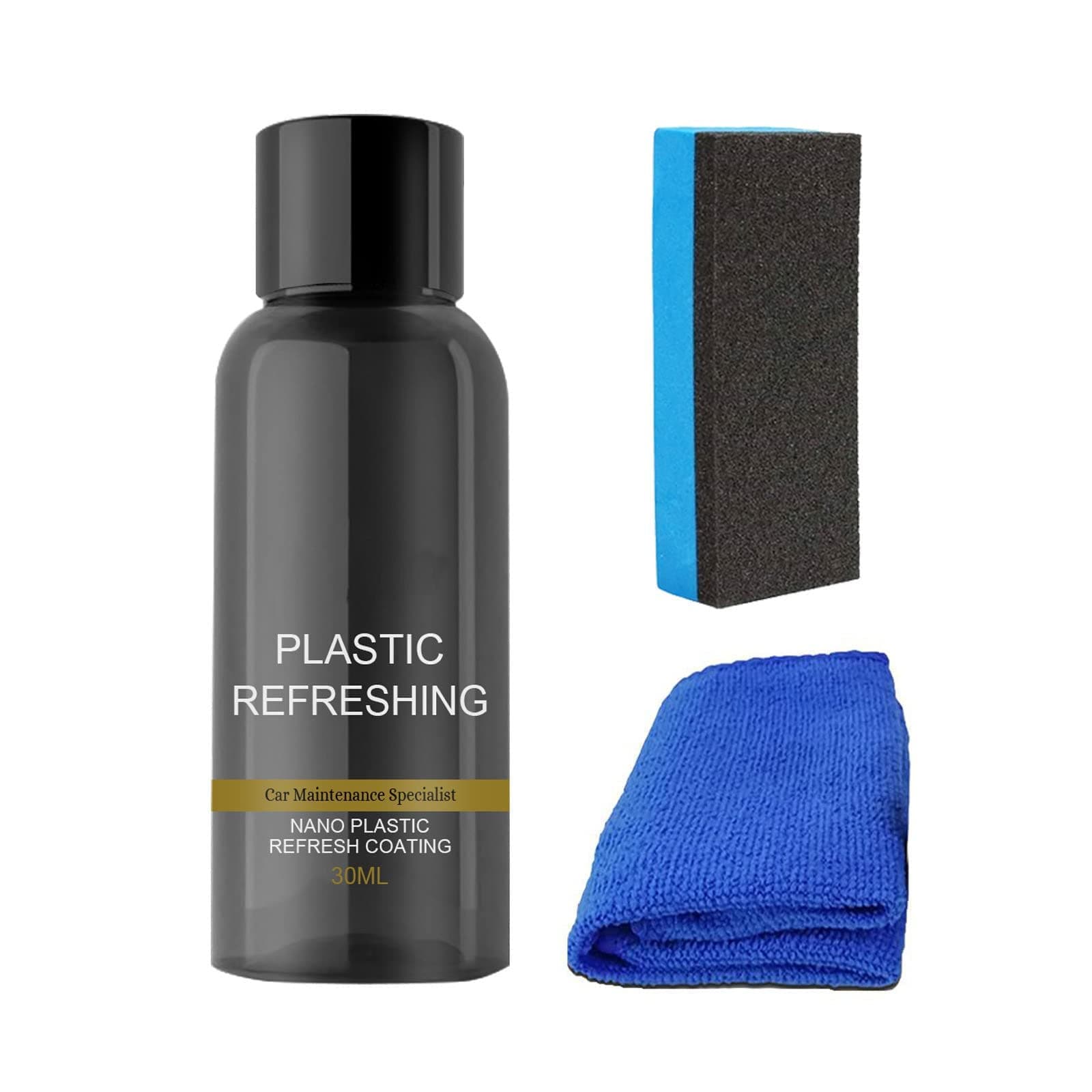 Plastic Revitalizing Coating Agent, Nano Plastic Refreshing Coating, Plastic Parts Retreading Agent, Plastic Parts Refurbish Agent for Car (30ml,1 Set)