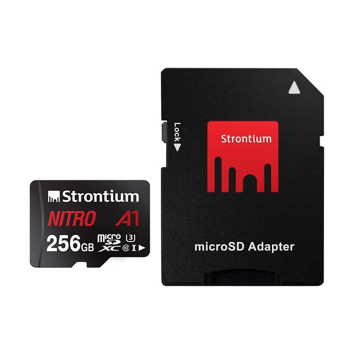 Strontium Nitro 256GB Micro SDXC Memory Card 100MB/s A1 UHS-I U3 Class 10 w/ Adapter High Speed For Smartphones Tablets Drones Action Cams (SRN256GTFU3A1A)