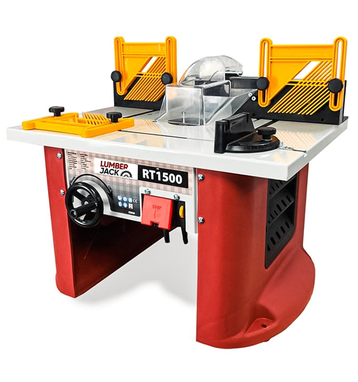 LUMBER JACK 1500W Router Table, Variable Speed 8,000-26,000rpm Woodworking Machine, Bench Top Use, Rise & Fall System and Safety Switch, Cutter Storage, 1/2" & 1/4" Collets Included