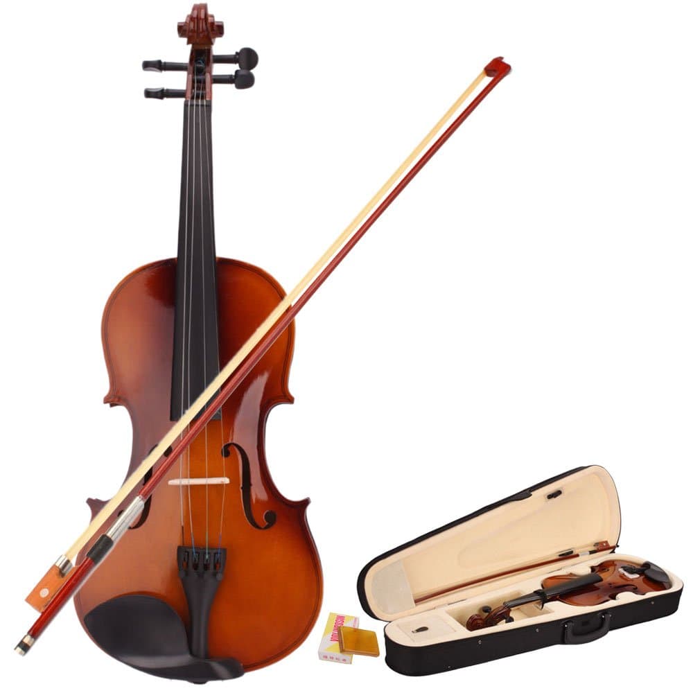 New Violin Starter Kit 4/4 Full Size Student Violin With Bow, Rosin, Case, (Violin for beginners,violin for kids,violin for children,violin for adults) - Natural Colour