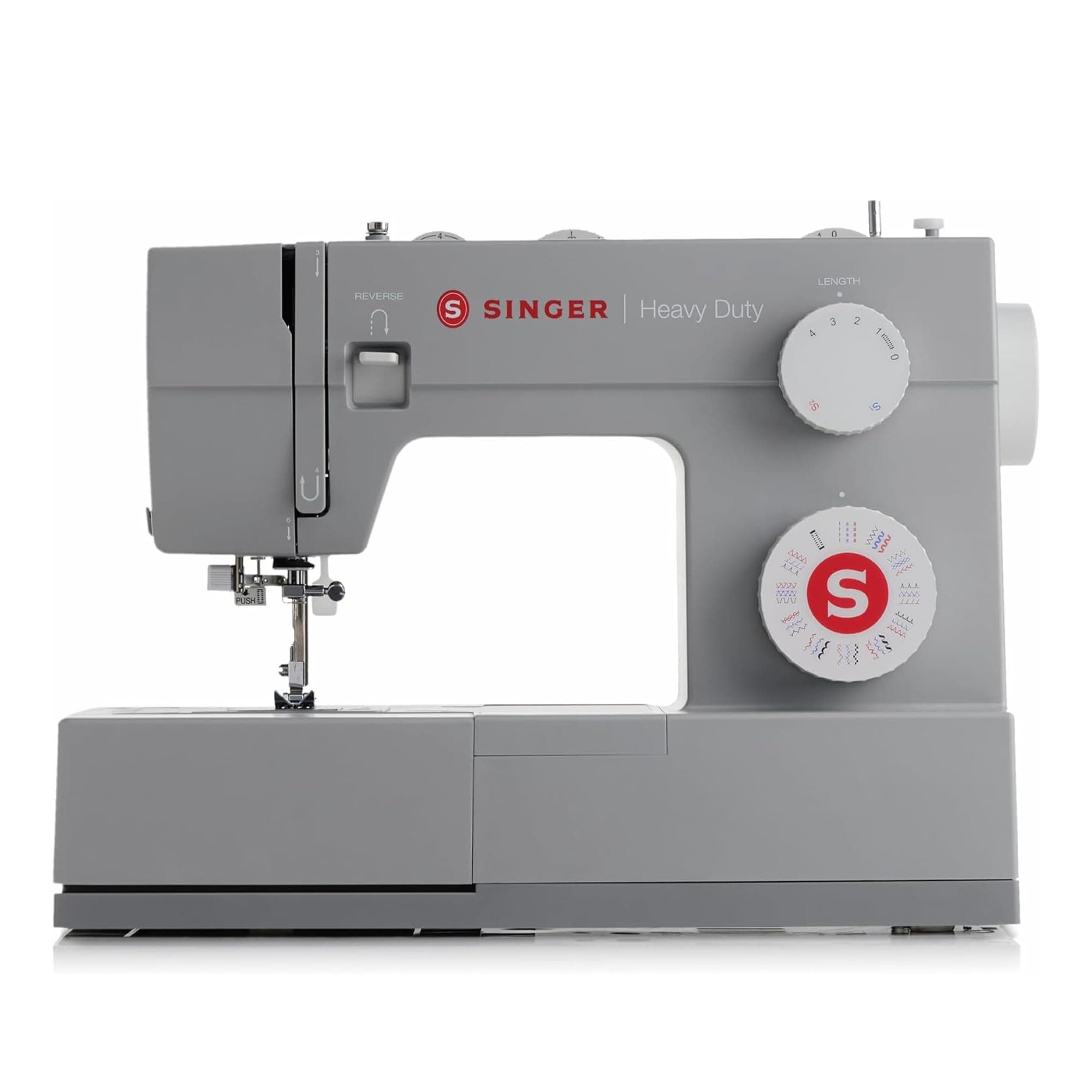 SINGER Heavy Duty 4432 (Grey) High Speed Sewing Machine +Accessory Kit | 32 Built-In Stitches Deliver 110 Stitch Applications | 50% More Power for Thick Fabrics, 1100 Stitches/Min, 1-Step Buttonhole