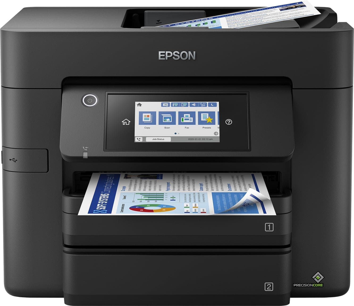 Epson WorkForce Pro WF-4830 | 4-in-1 Printer - Duplex Printing, Scan, Copy, Fax - WiFi Direct, Ethernet, 25ppm Black/12ppm Colour, PrecisionCore, ADF, Mobile, Compact