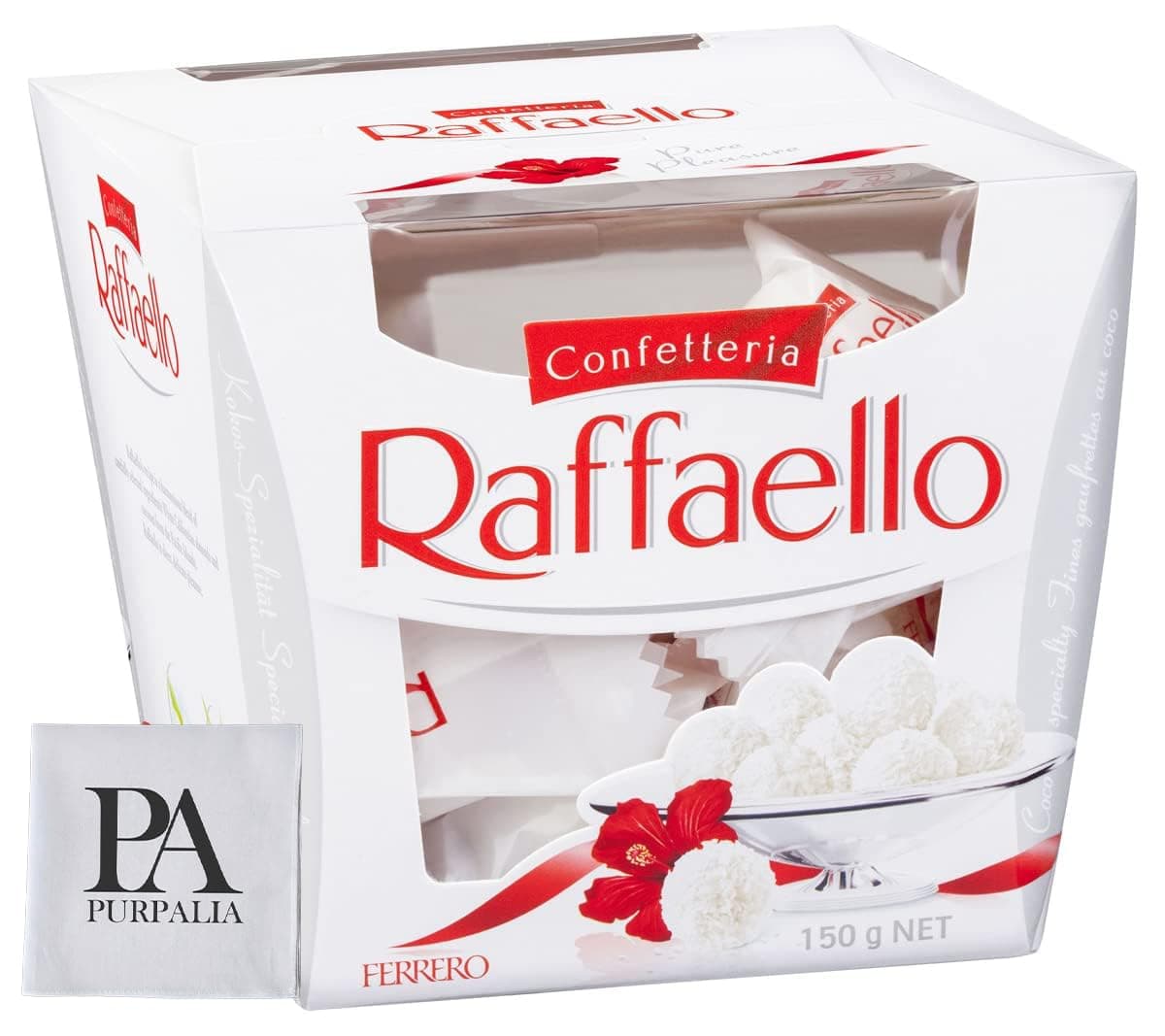 Ferrero Rocher Raffaello, Bulk 1 Pack, 15 Count total, Individually Wrapped, Premium Gourmet White Almond, Cream And Coconut, Gift Box, 5.3 Oz Each (Purpalia Packaging)