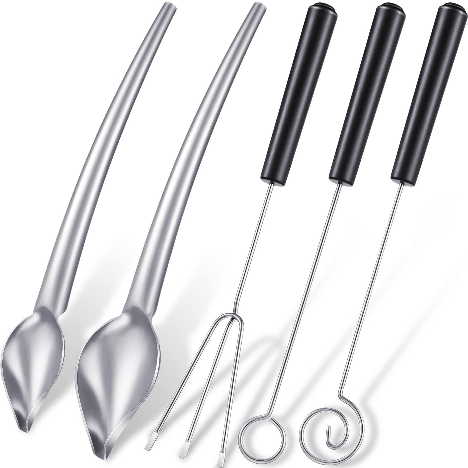 Patelai 3 Pieces Candy Dipping Tools Chocolate Dipping Fork Spoons Set 2 Pieces Culinary Decorating Spoons Chef Art Pencil for Decorative Plates Stainless Steel(Classic Style)