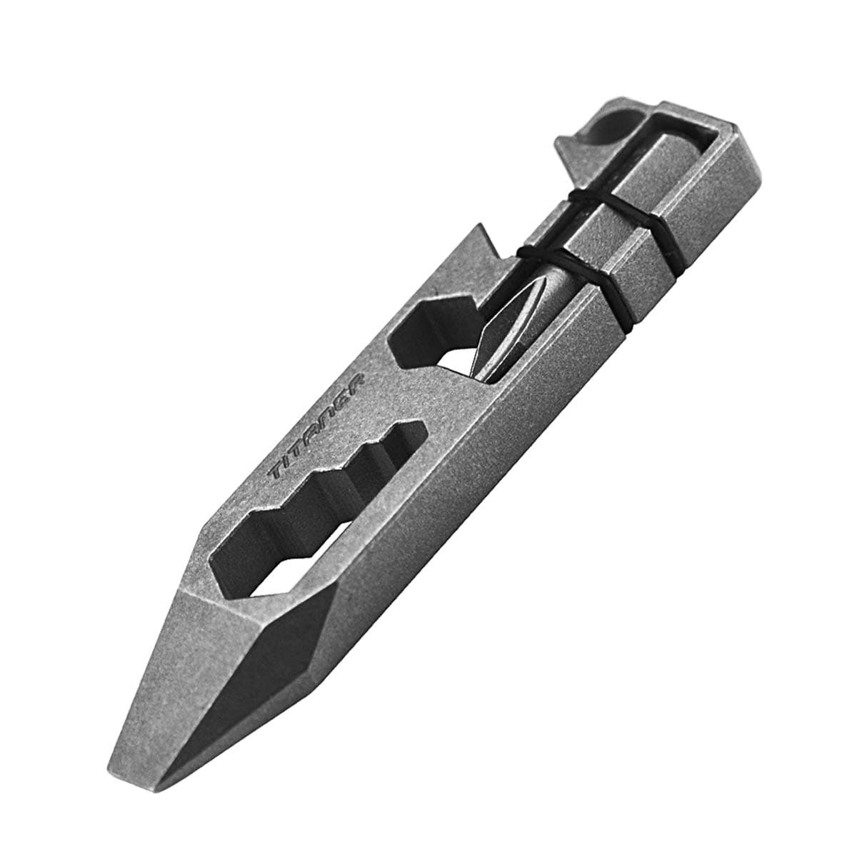 Titanium EDC Multitool Pry Bar Bottle Opener Screwdriver Wrench Tool EDC Gear Keychain Tools (Grey)
