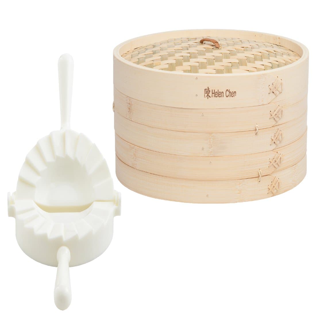 Helen Chen 12" Bamboo Steamer with 4" Dumpling Press -0565