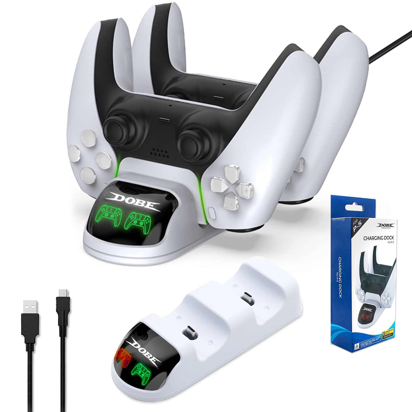 EGM PS5 Charging Station Dual Controller Charging Stand,PS5 Charging Station White Led Indicator,Suitable for Sony Dualsense Controller,PS5 Upgraded On/Off Switch,Playstation 5 Console for Family