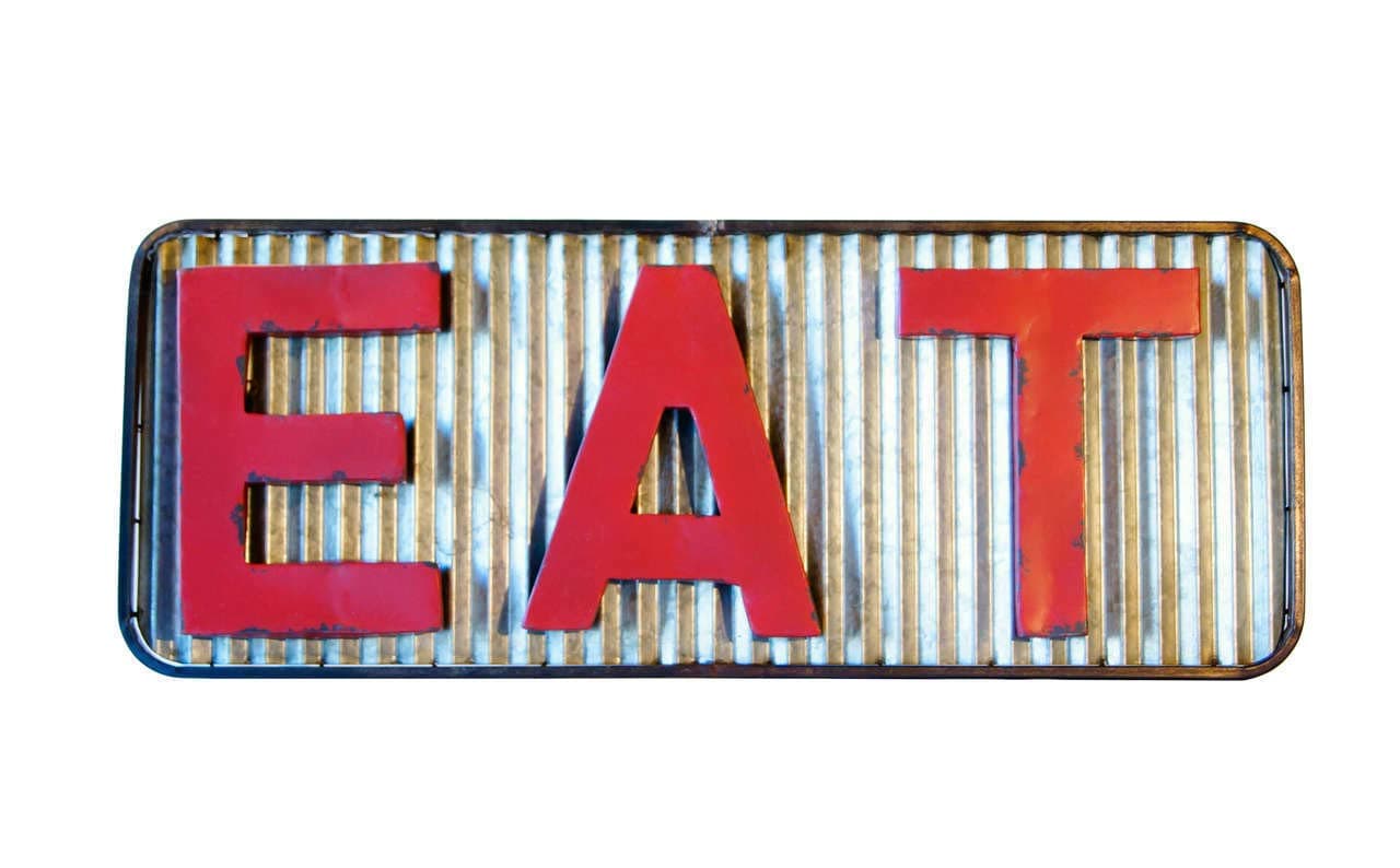 Retro Metal "Eat" Sign, Red