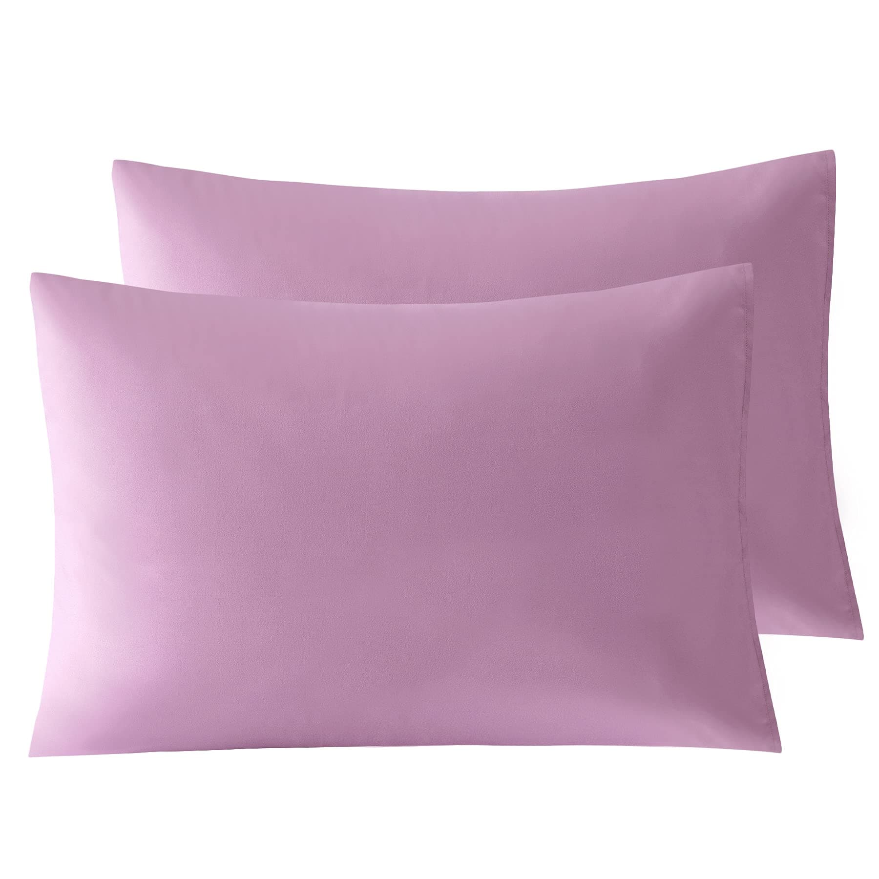 KKJIAF 2 Pack Pillow Cases Queen Size 1800 Thread Count Microfiber Pillowcases Set, Soft and Wrinkle with Envelope Closure, 20 "x 30 " (Purple)