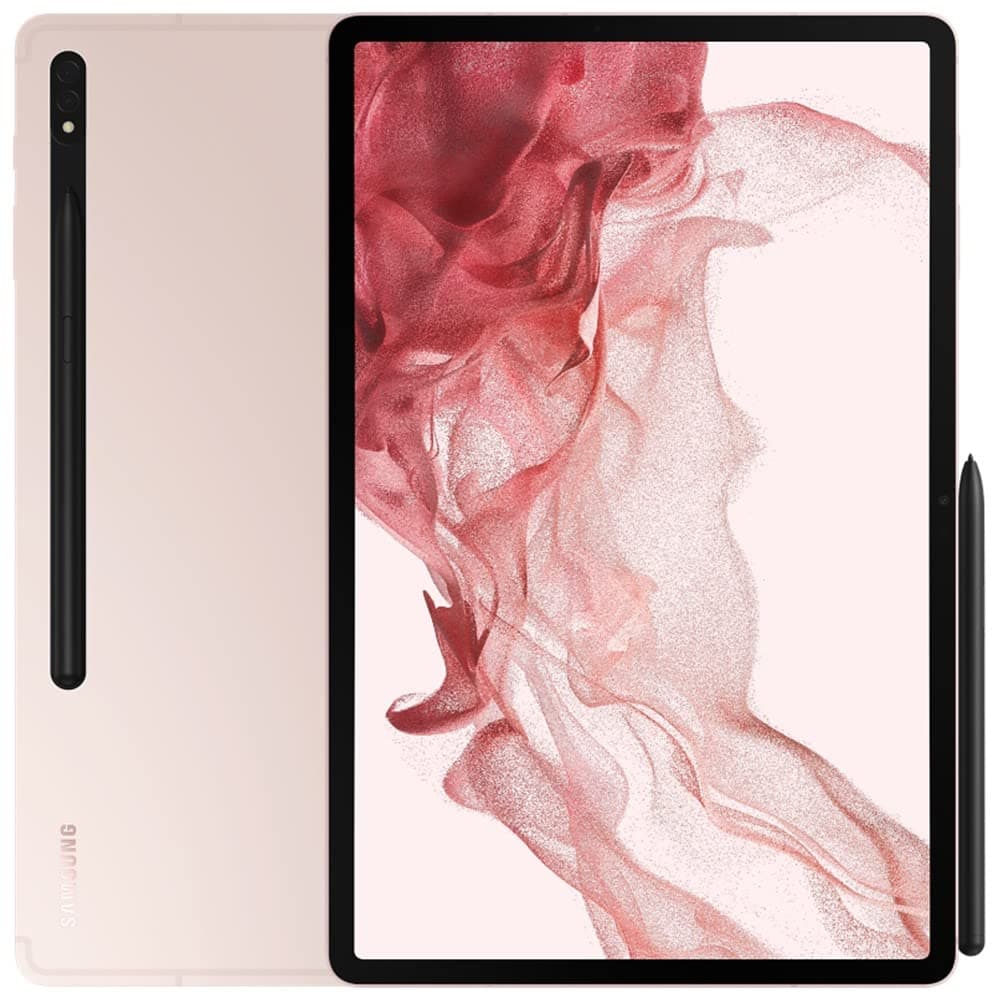 Samsung Galaxy Tab S8+ Plus w/Low Latency S-Pen (128GB, 8GB) 12.4’’ 120Hz AMOLED, Snapdragon 8 (4nm), All Day Battery, Android 12 Wi-Fi Tablet SM-X800 US Model (w/Fast 25W Charging Cube, Pink Gold)