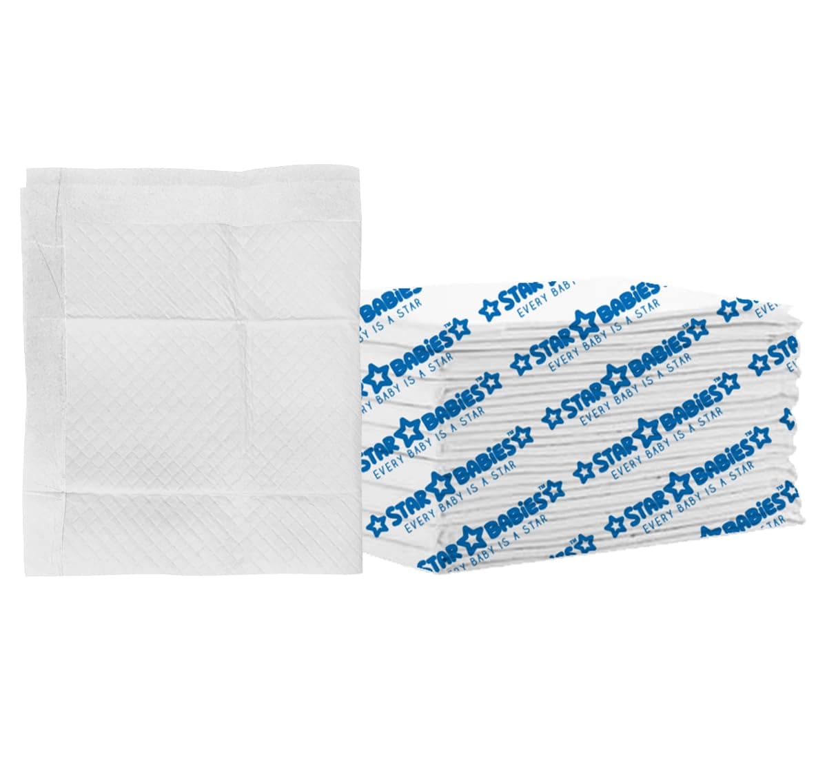 Star Babies Disposable Changing Pads/mat (45 x 60cm (10 Count), Extra Large Underpads waterProof for Incontinence, Heavy Absorb Chucks Pads for Kids, Babies Pack of 10-Blue