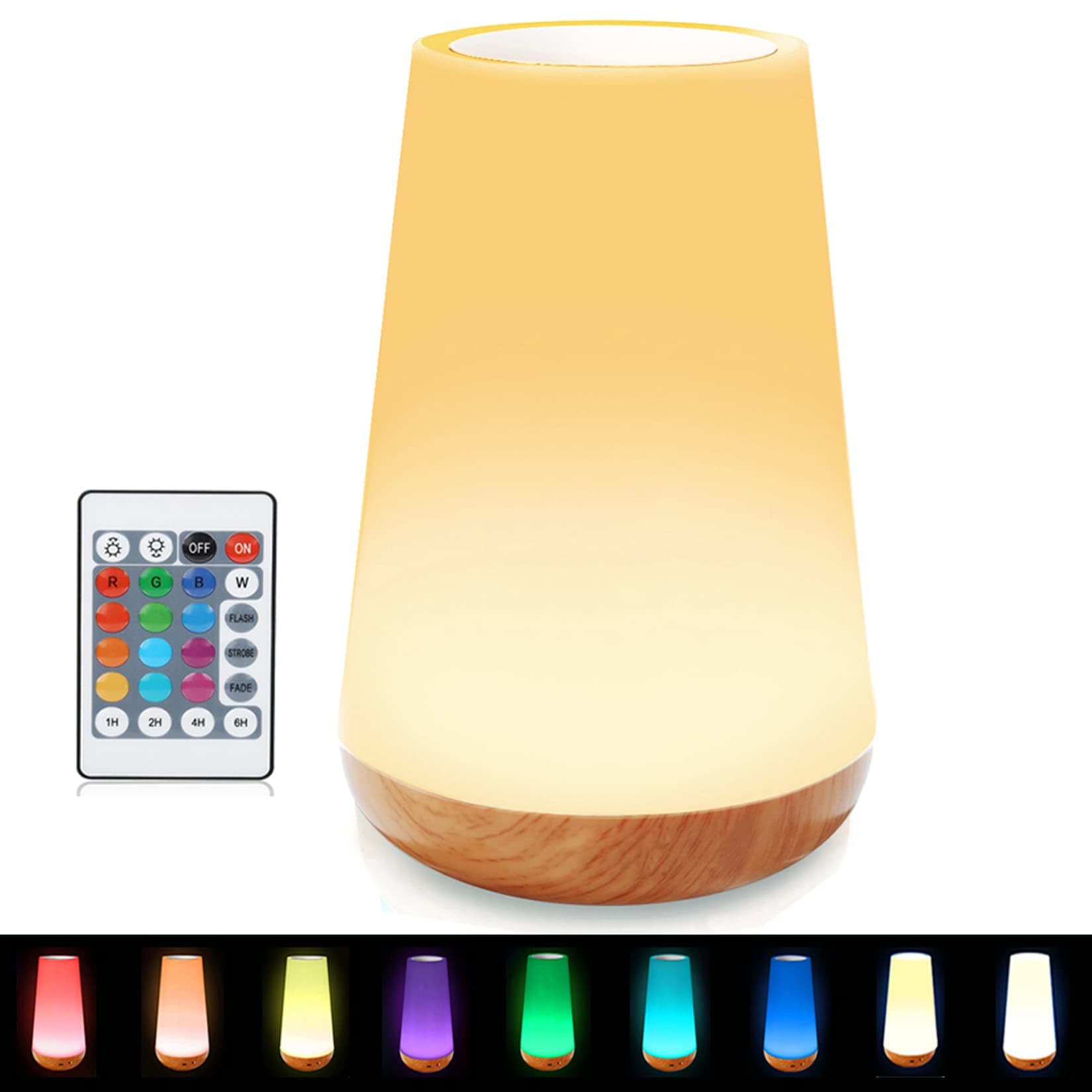 ROYFACC LED Night Light Touch Lamp Bedside Table Lamp for Kids Bedroom Rechargeable Dimmable with Remote Control Warm White Light RGB Color Changing