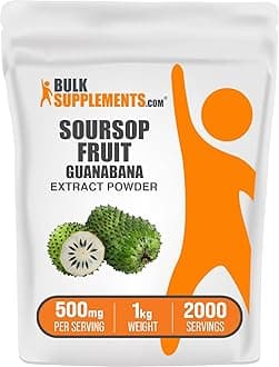 BULKSUPPLEMENTS.COM Guanabana Extract (Soursop) - Sourced from Annona muricata Fruit, Graviola - Gluten Free - 500mg per Serving, 2000 Servings (1 Kilogram - 2.2 lbs)