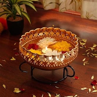 Ekhasa Gold Urli Bowl with Stand for Home Décor