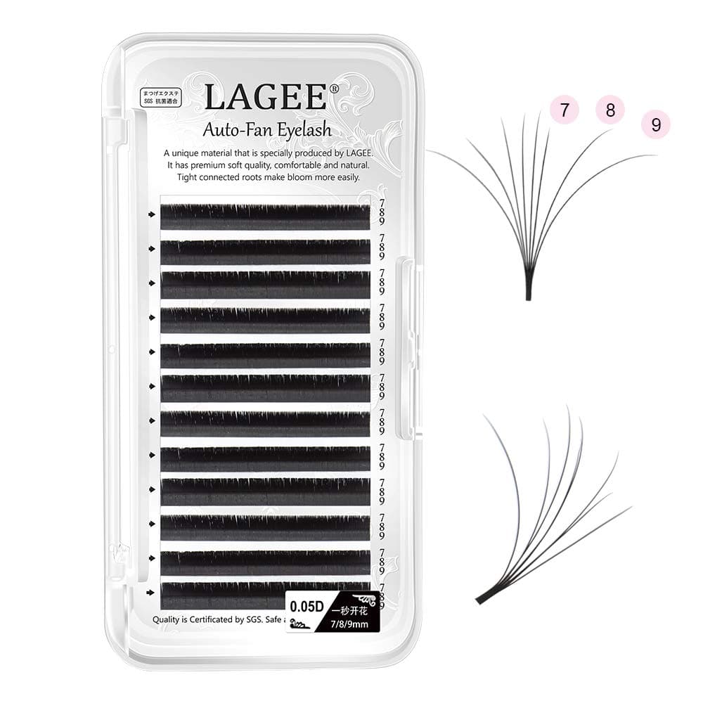 LAGEE Easy Fan Volume Eyelash Extensions 0.05 D curl 7-8-9mm Mix Auto-fan Cluster Self Blooming Rapid Flower 3 Layers Faux Mink Soft Pre-glued Lashes professional beauty salon supplies