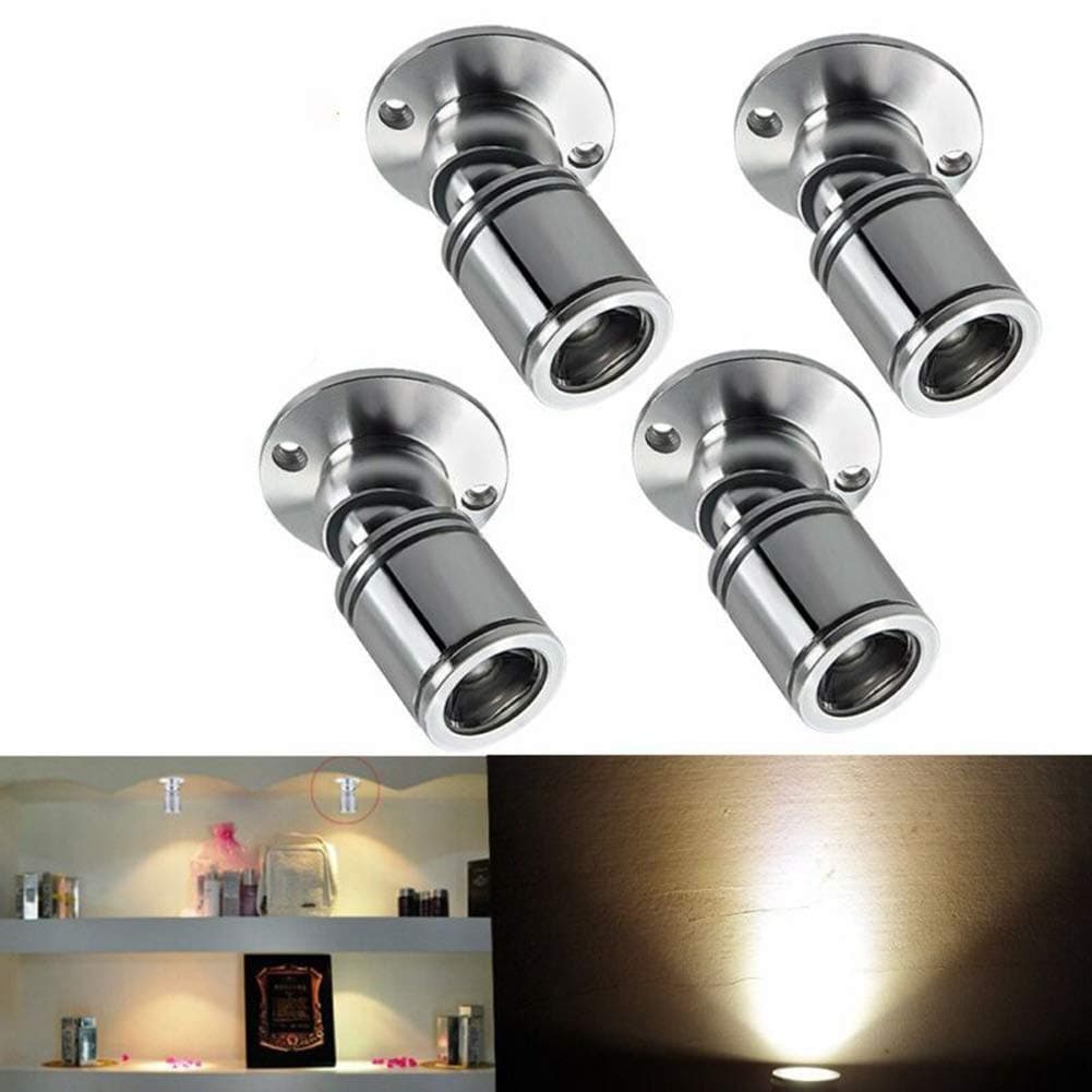 360°Rotate 4 Pack Small Recessed Mini Spotlight, 1W LED Ceiling Spotlight Mini Recessed Downlight Aluminum Spot LED Set with Transformer Warm White for Wine Cabinet/Cupboard/Kitchen/Living Room
