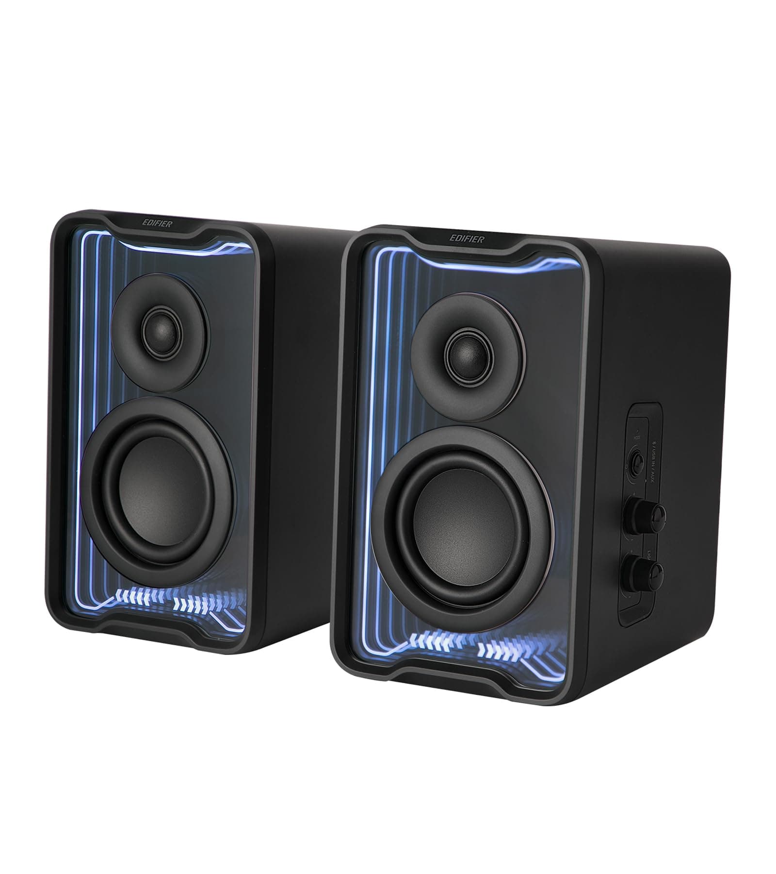 QR30 2.0 Desktop Active Speaker, Compact Bluetooth V5.4 Computer Speakers, Wireless Bookshelf Speaker, 30W (RMS), 3.5mm AUX & USB-A Wired Input, Dynamic Light Effects, App Control, Black