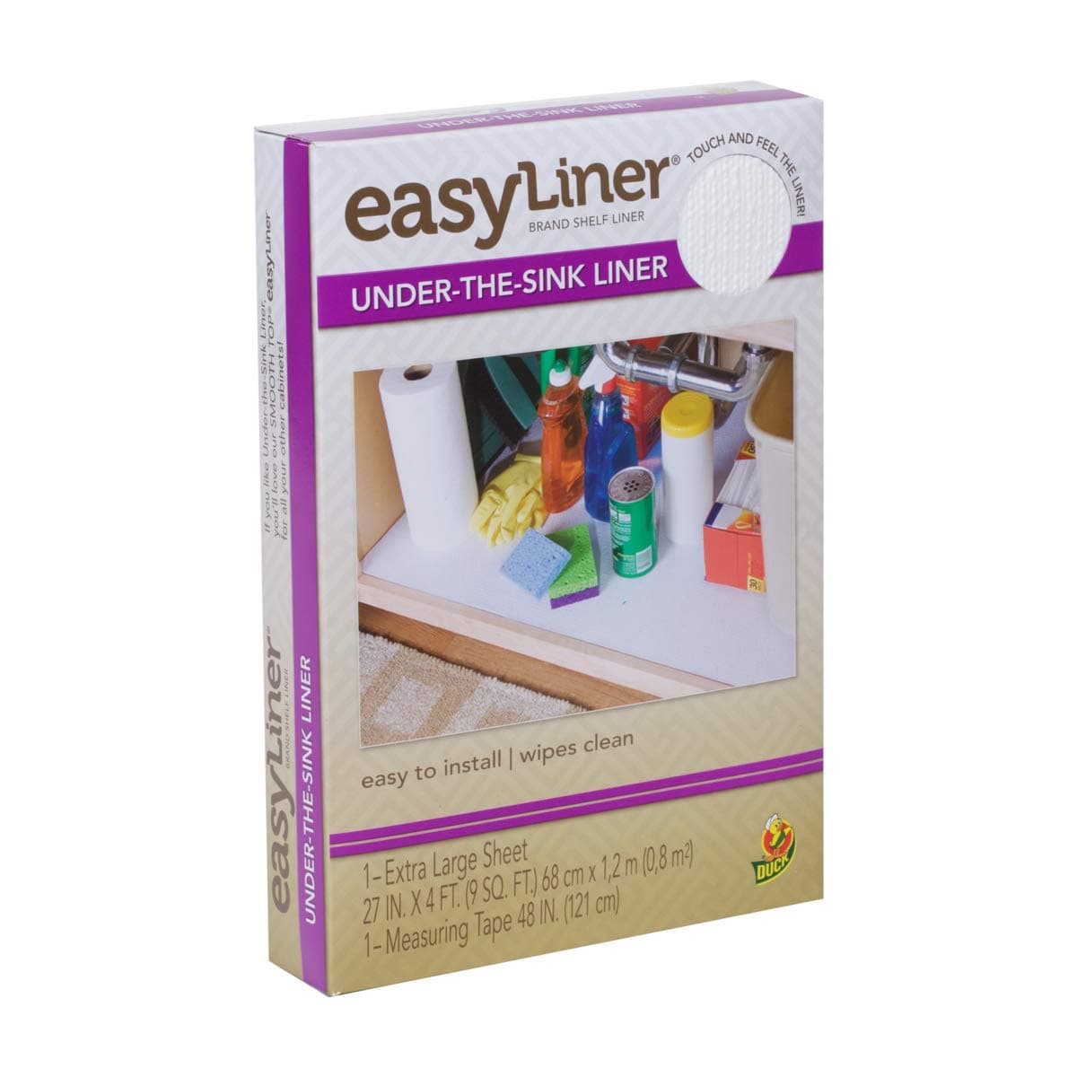 Smooth Top EasyLinerUndersink Shelf Liner Kit for Kitchen and Bathroom Cabinets - Easy to Install & Cut to Fit - Shelf Paper & Drawer Liner Non Adhesive - Non Slip Shelf Liner - 27in. x 4ft. - White