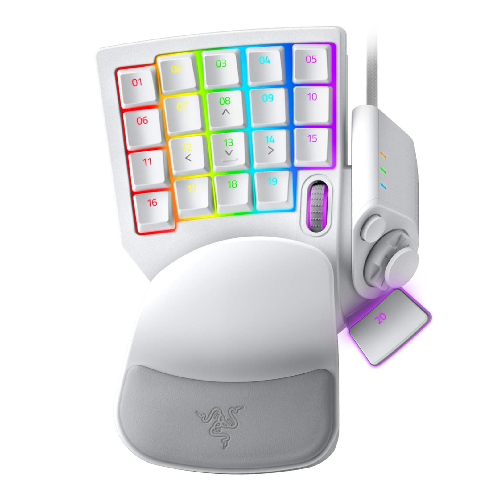 Razer Tartarus Pro Gaming Keypad: Analog Optical Key Switch, Rapid Trigger, Adjustable Activation, 32 Programmable Keys, Customizable Macros, Chroma, RGB Lighting, Mercury White