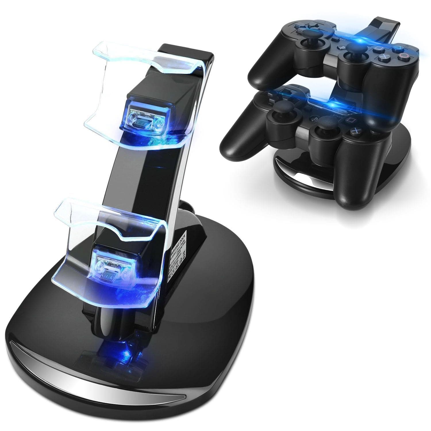 TNP Compatible with PS3 Controller Charger Stand for Sony Playstation 3 Controller compatible with Dualshock 3 Charging, 2 Tier Docking Station Stand and 2 USB PS3 Cable ports with LED Indicators