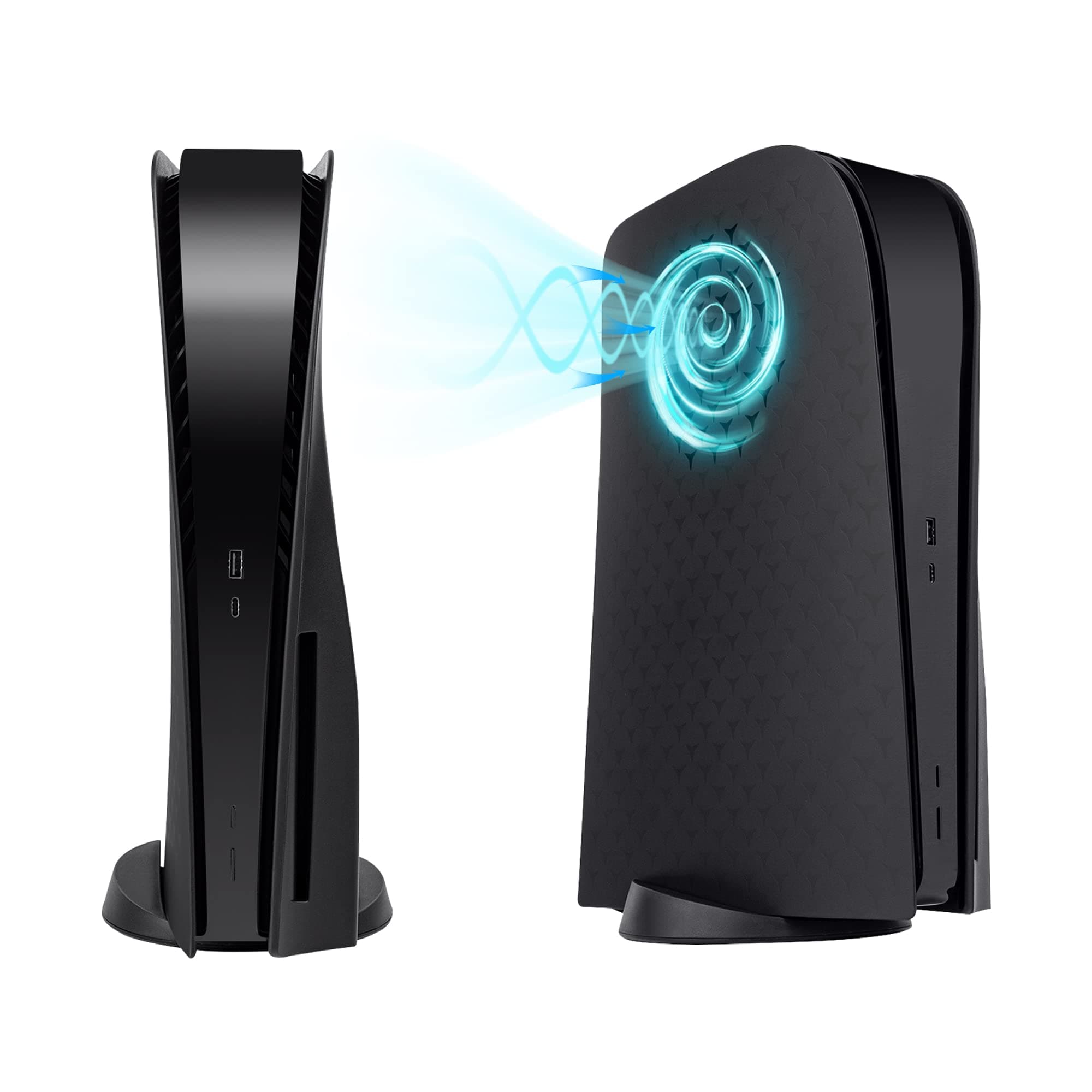 Mcbazel Black Ps5 Plates with Cooling Vents,Replacement Face Plate Side Plates for PS5 Disc Edition,PS5 Faceplate Disc Edition for PS5 UHD Console-Black(Not for PS5 Slim/Pro)